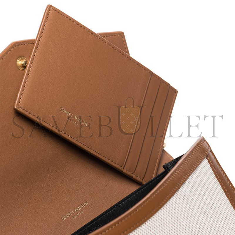 Y*L uptown chain wallet in leather and canvas shoulder bag 607788305236 (19*12*3cm)